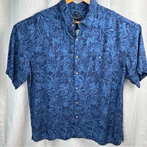 Pronto Uomo Mens Shirt XXL Classic Fit Blue Berry Monochromatic Tropical Resort